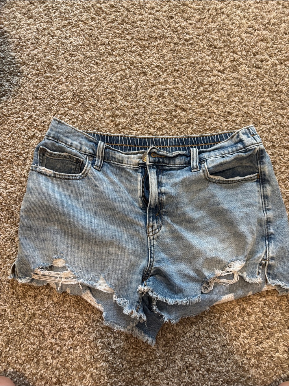 Aerie Light Blue Distressed stretch Denim Shorts - Women's Casual Summer Short